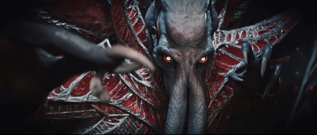 A still from the opening cinematic of Baldurs Gate 3. Illustrating a mindflayer